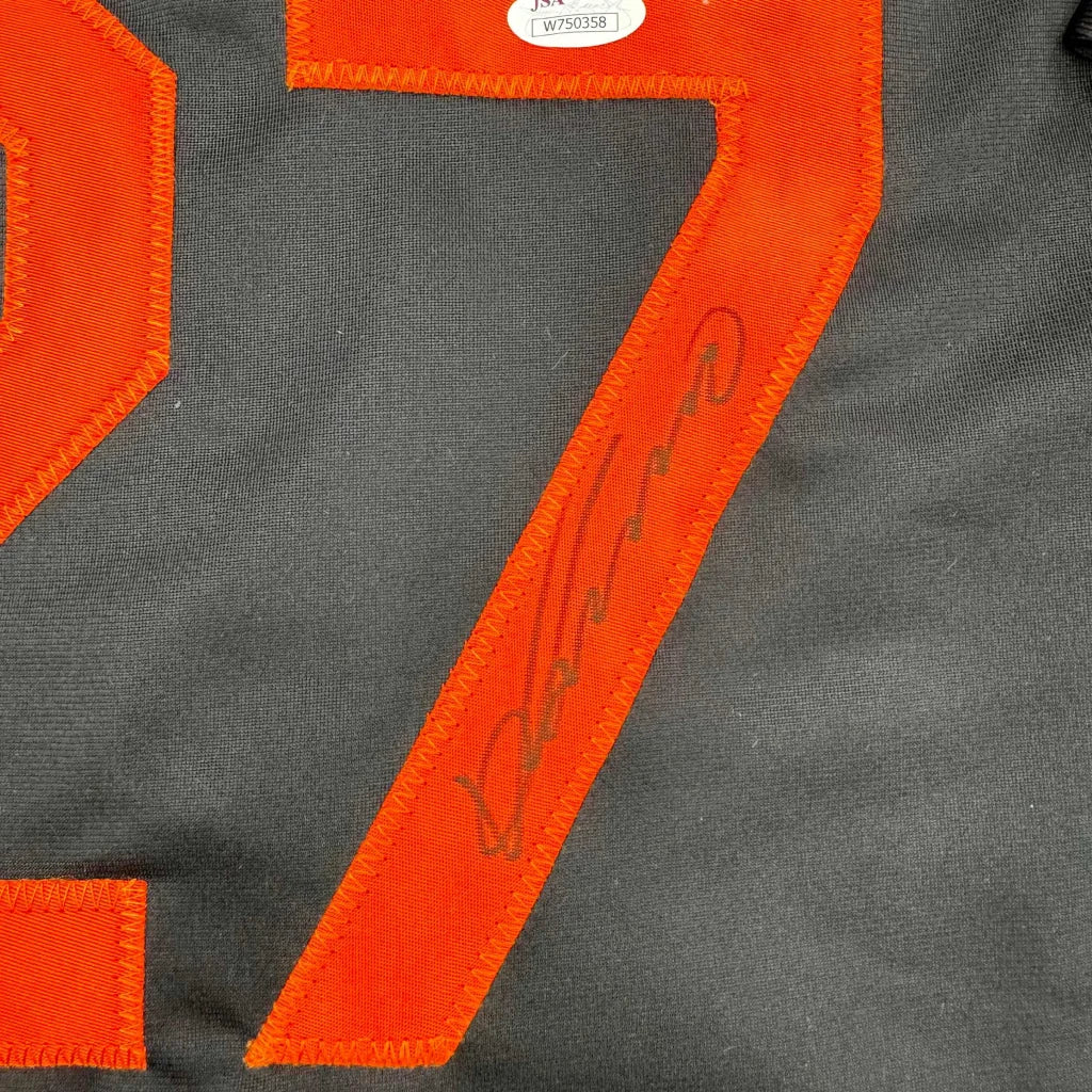 Orange and grey custom jersey with signature for sports league fans in professional sports
