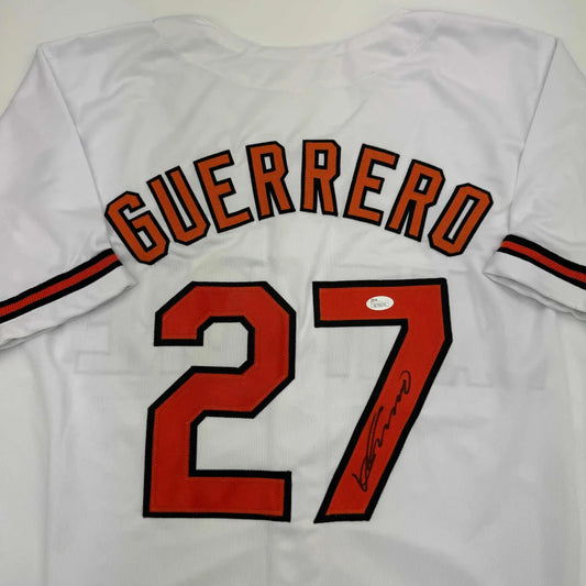 Autographed Vladimir Guerrero Baltimore White Baseball Jersey JSA COA | Certified Authentic Signed Memorabilia | vintageantiquesgifts.com