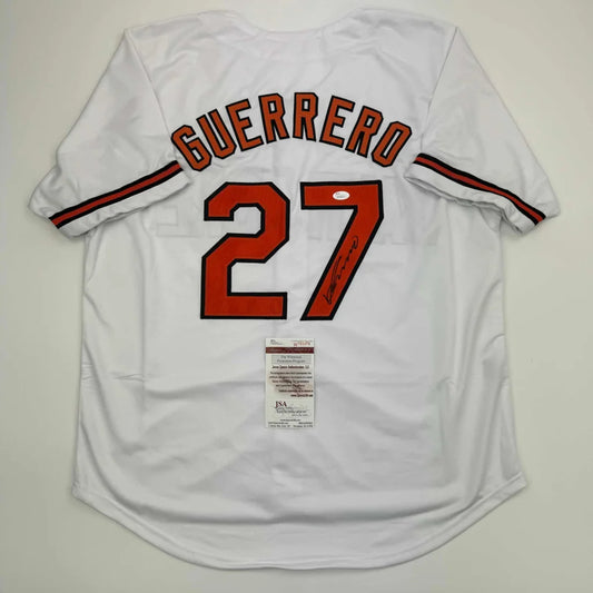 Autographed Vladimir Guerrero Baltimore White Baseball Jersey JSA COA | Hall of Fame Sports Memorabilia | vintageantiquesgifts.com