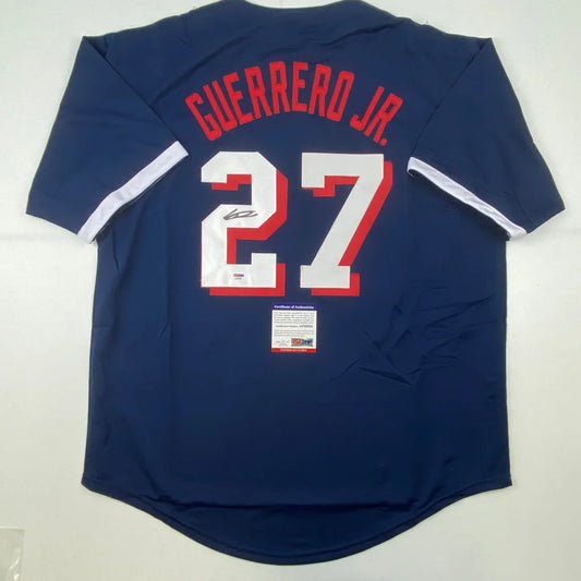 Autographed Vladimir Vlad Guerrero Jr. 2021 All-Star Game Blue Baseball Jersey PSA/DNA COA | Hall of Fame Sports Memorabilia | vintageantiquesgifts.com