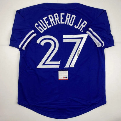 Autographed Vladimir Vlad Guerrero Jr. Toronto Blue Baseball Jersey PSA/DNA COA | Hall of Fame Sports Memorabilia | vintageantiquesgifts.com