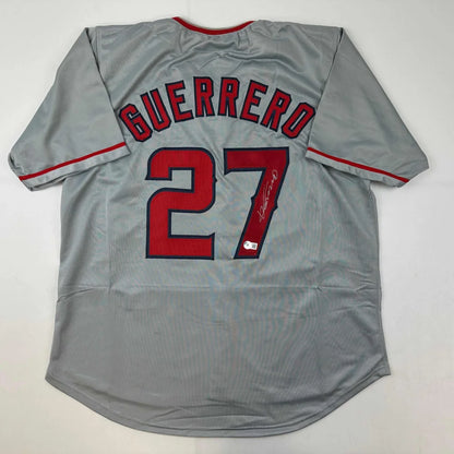 Autographed Vladimir Guerrero gray custom jersey with number 27, Beckett COA