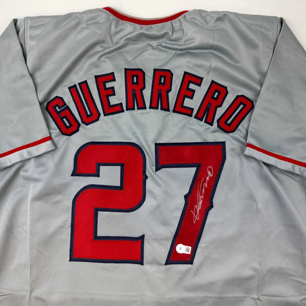 Autographed gray Vladimir Guerrero 27 custom jersey, professional sports MLB