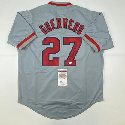 Autographed Vladimir Vlad Guerrero Los Angeles LA Anaheim Grey Baseball Jersey JSA COA | Hall of Fame Sports Memorabilia | vintageantiquesgifts.com