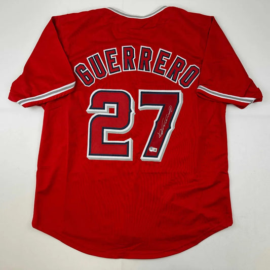 Autographed Vladimir Vlad Guerrero Los Angeles LA Anaheim Red Baseball Jersey Beckett BAS COA | Hall of Fame Sports Memorabilia | vintageantiquesgifts.com