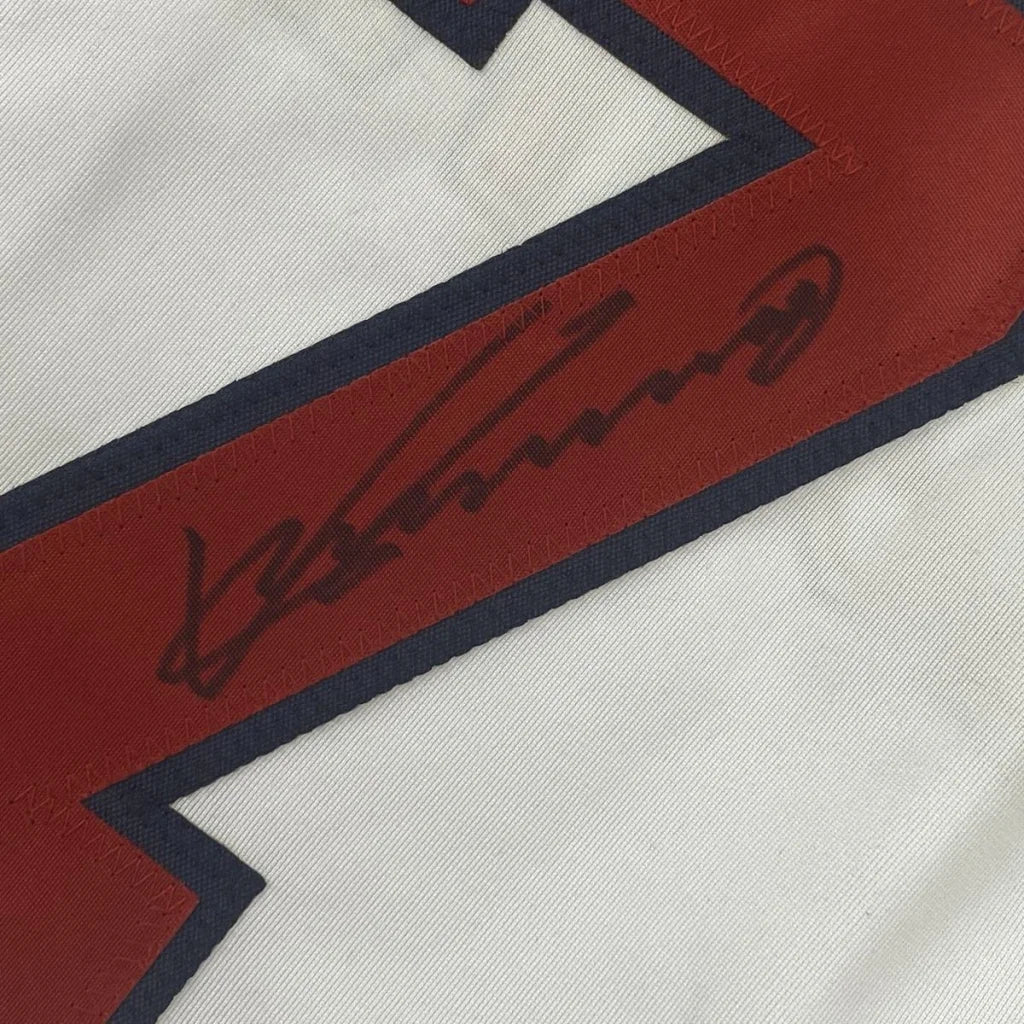 Autographed Vladimir Guerrero custom jersey in red and navy blue, JSA COA