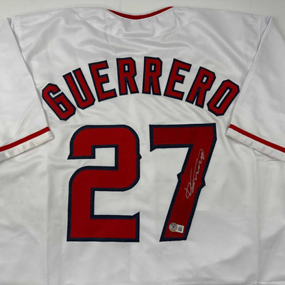 White custom jersey with red lettering and signature, perfect for professional sports fans