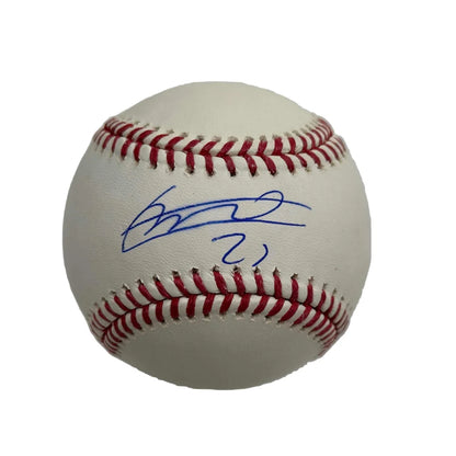 Autographed Vladimir Guerrero Sr. white Rawlings ROML baseball with red stitching