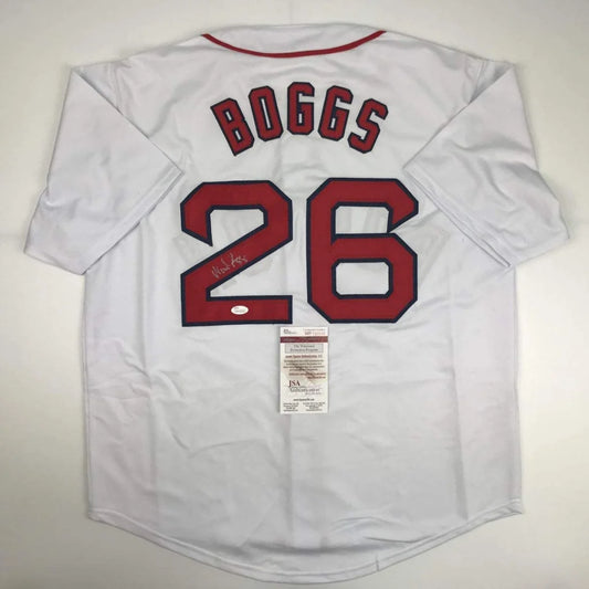 Autographed Wade Boggs Boston White Baseball Jersey JSA COA | Hall of Fame Sports Memorabilia | vintageantiquesgifts.com