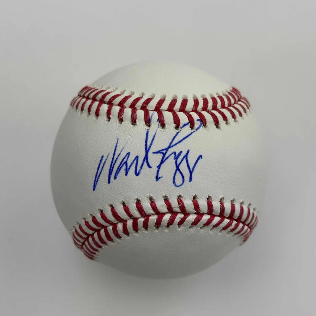 Autographed Wade Boggs Rawlings official MLB baseball with red stitching and blue signature