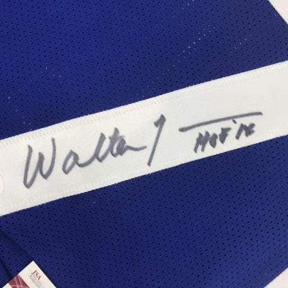 Blue Walter Jones HOF custom jersey with white stripe and autograph