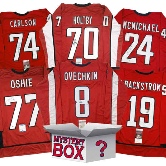 Autographed Washington Hockey Jersey Mystery Box with PSA JSA or Beckett COA | Hall of Fame Sports Memorabilia | vintageantiquesgifts.com