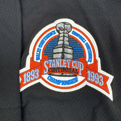 Embroidered Stanley Cup Centennial patch on Wayne Gretzky Kings jersey with third party authentication