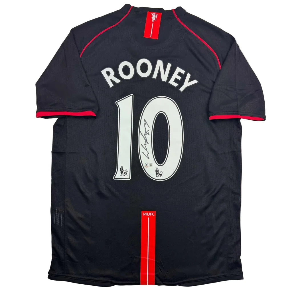 Autographed Wayne Rooney Manchester United Black 2008 Soccer Jersey Beckett BAS COA | Hall of Fame Sports Memorabilia | vintageantiquesgifts.com