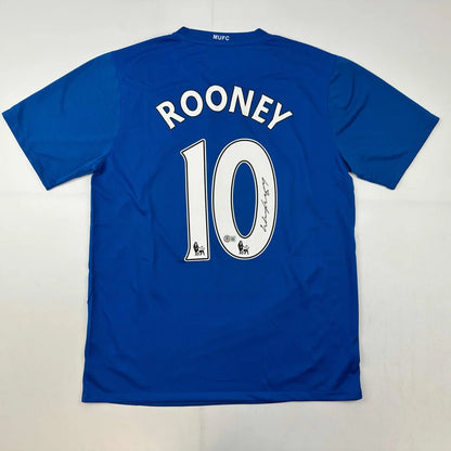 Autographed Wayne Rooney Manchester United royal blue jersey back with number 10 signature Beckett COA