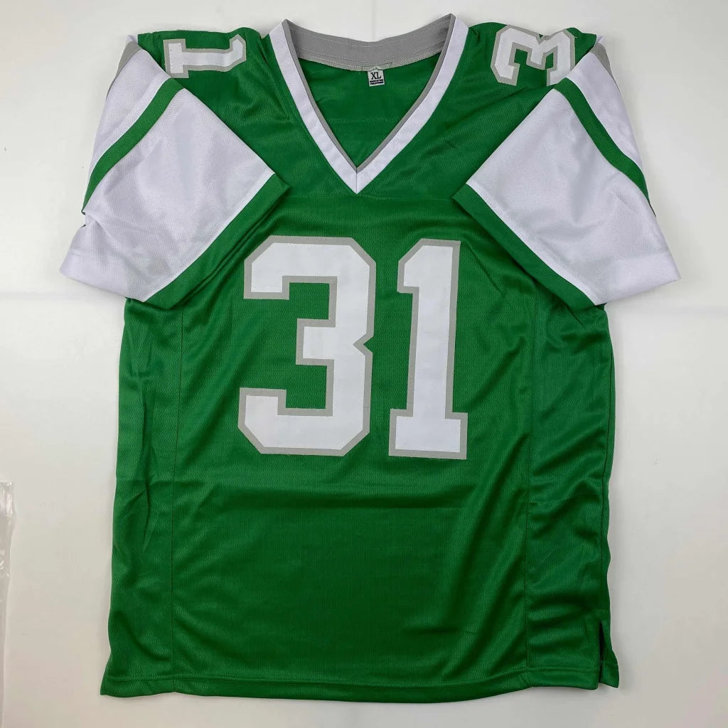 Autographed Wilbert Montgomery Philadelphia Green Football Jersey JSA COA | Authenticated Signed Sports Jersey | vintageantiquesgifts.com