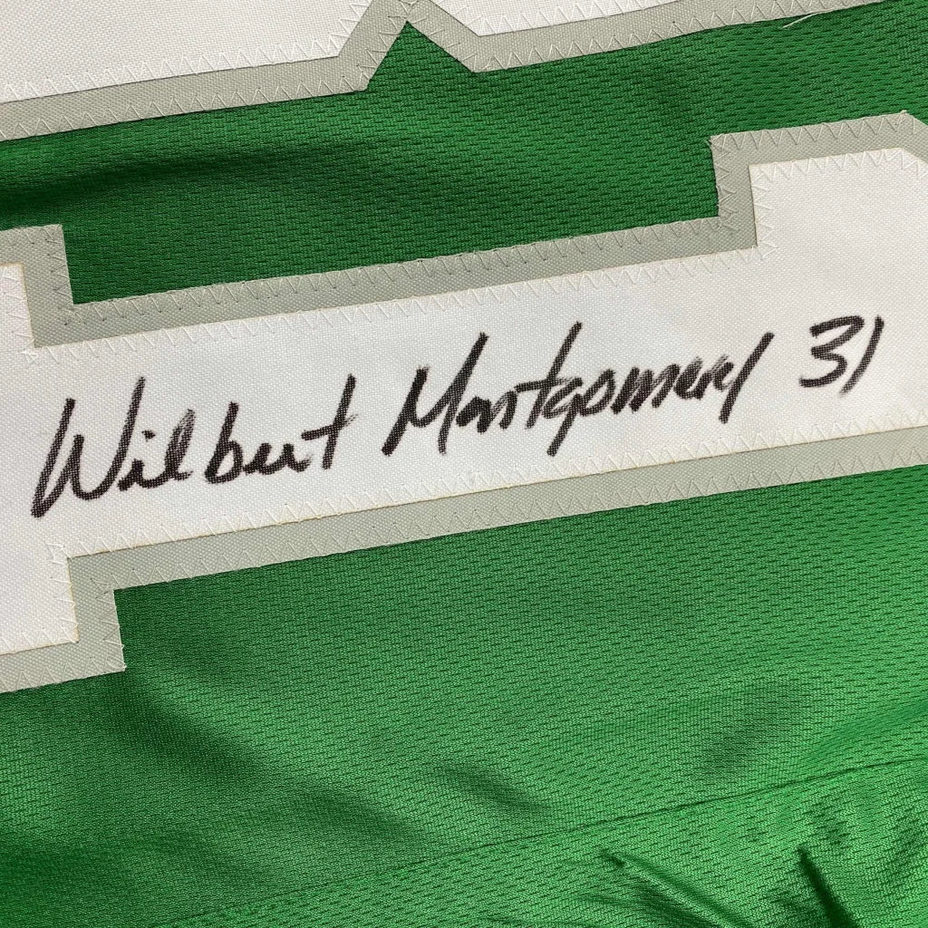 Autographed Wilbert Montgomery Philadelphia Green Football Jersey JSA COA | Authenticated Signed Sports Jersey | vintageantiquesgifts.com