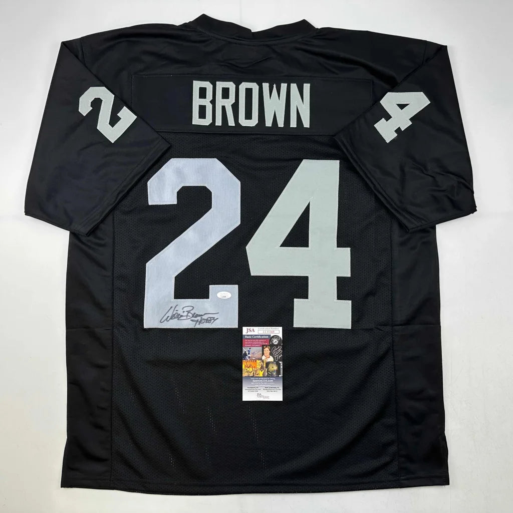 Black professional sports league custom jersey signed by player with Brown 24 design