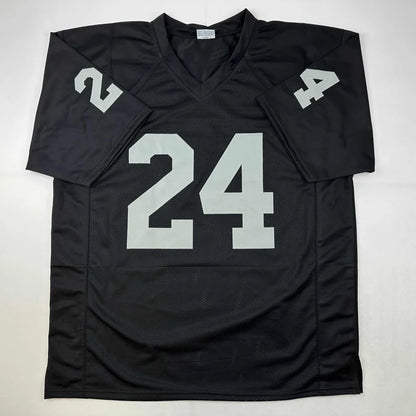 Black athletic jersey with light gray 24 numbers from Authentic Brown 24 Custom Jersey for professional sports league