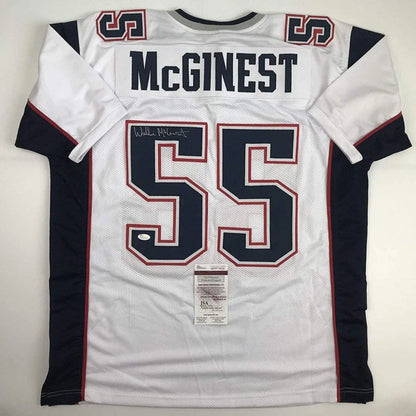 White Willie McGinest signed professional sports league jersey with signature and auth sticker