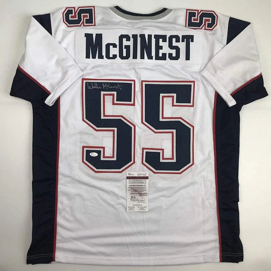 White Willie McGinest signed professional sports league jersey with signature and auth sticker