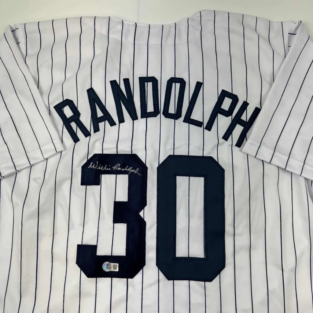 Autographed Willie Randolph custom jersey with name and number 30