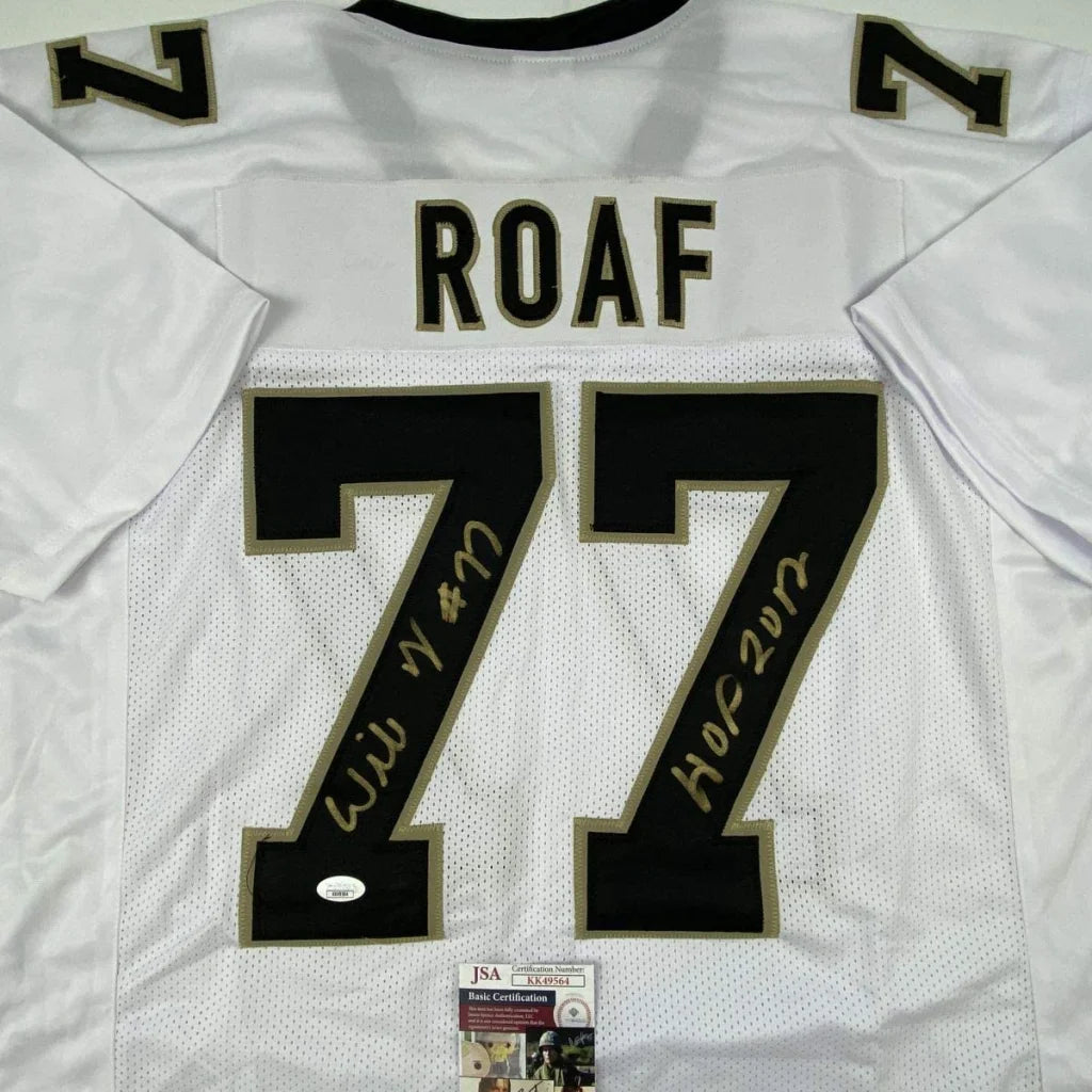 Willie Roaf HOF signed Orleans White jersey with JSA COA for football fans