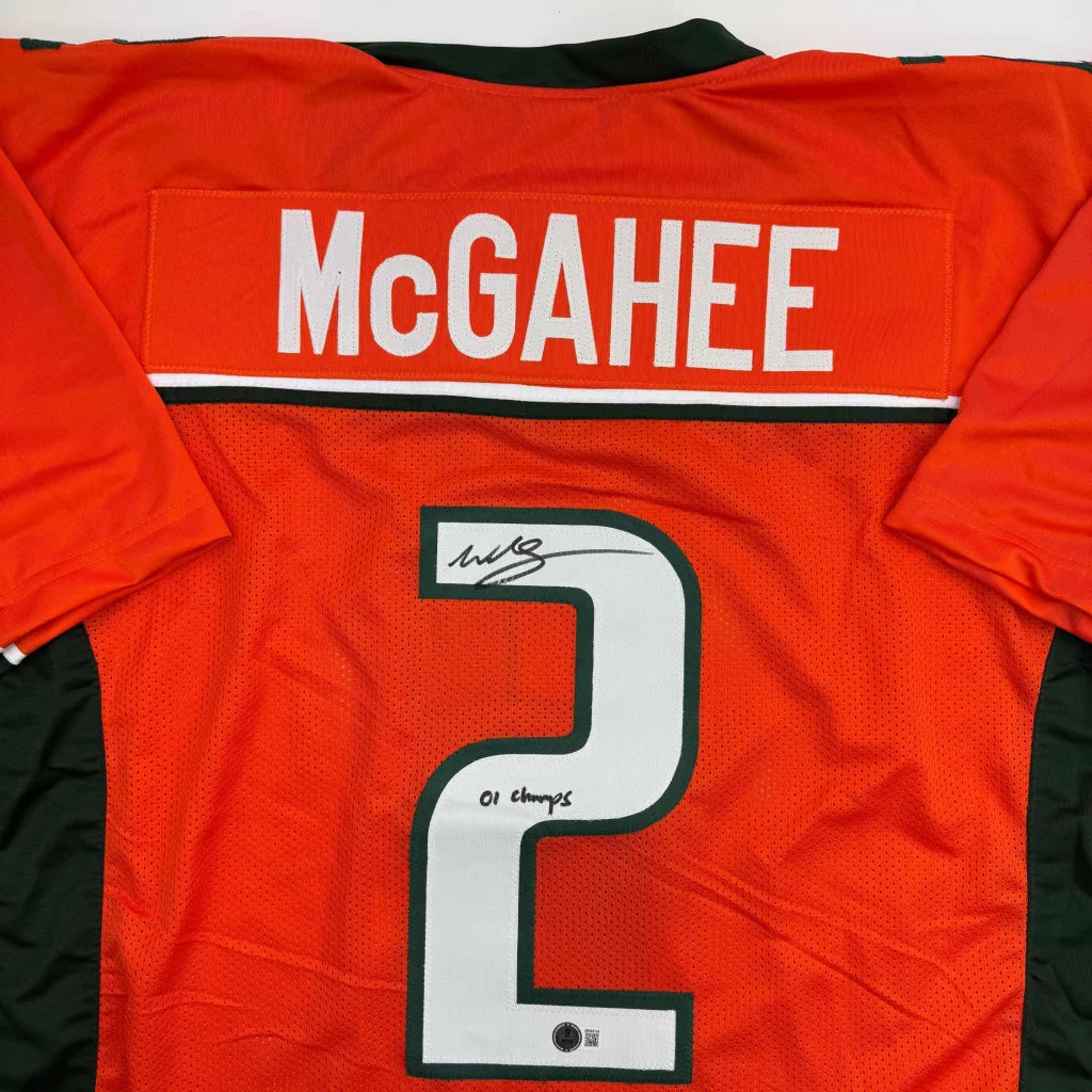 Autographed Willis McGahee custom orange Miami jersey back, number 2