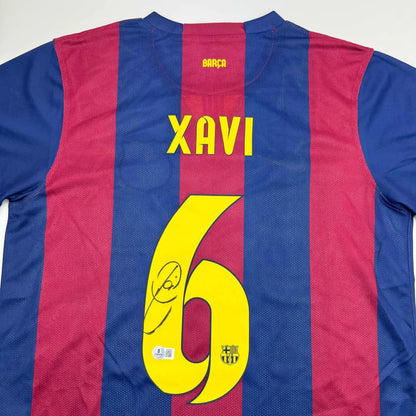 Autographed Xavi FC Barcelona Blue Soccer Jersey Beckett BAS COA | Certified Authentic Signed Memorabilia | vintageantiquesgifts.com