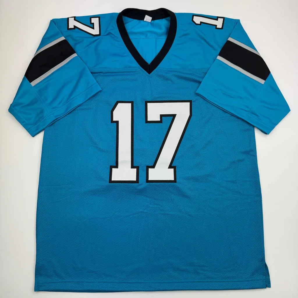 Autographed xavier legette carolina blue custom jersey with number 17 for professional sports league use