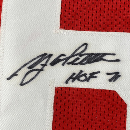 Autographed fabric from a custom jersey signed by NFL Legend Y A Tittle from professional sports league