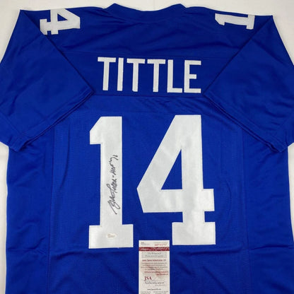 Signed Blue TITTLE 14 custom jersey without professional sports league logos with JSA sticker