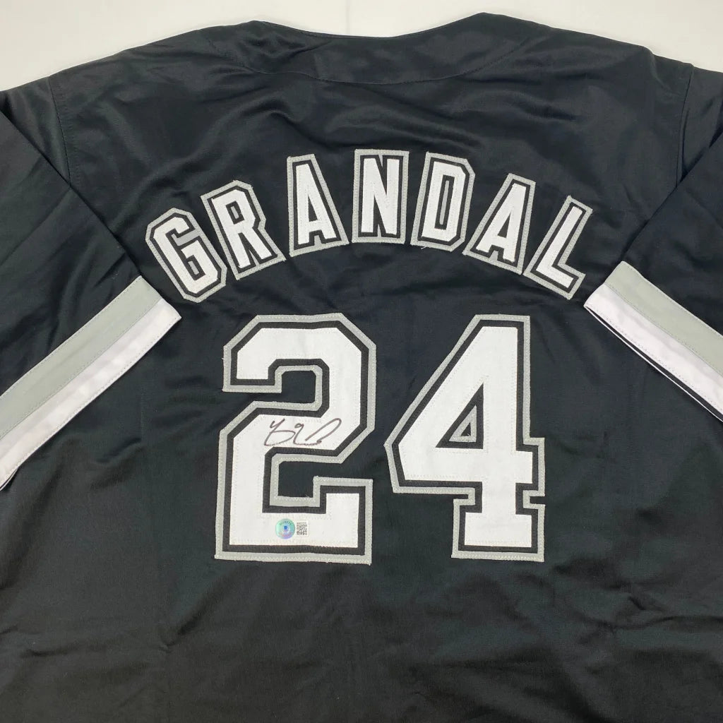 Autographed Yasmani Grandal Chicago Black Baseball Jersey Beckett BAS COA | Certified Authentic Signed Memorabilia | vintageantiquesgifts.com