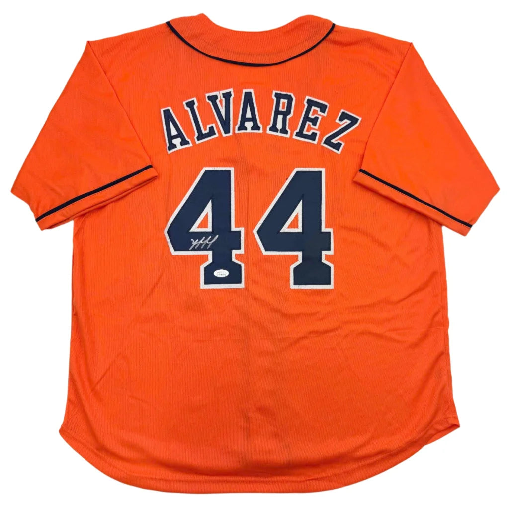 Autographed Yordan Alvarez Houston Orange Baseball Jersey JSA COA | Hall of Fame Sports Memorabilia | vintageantiquesgifts.com