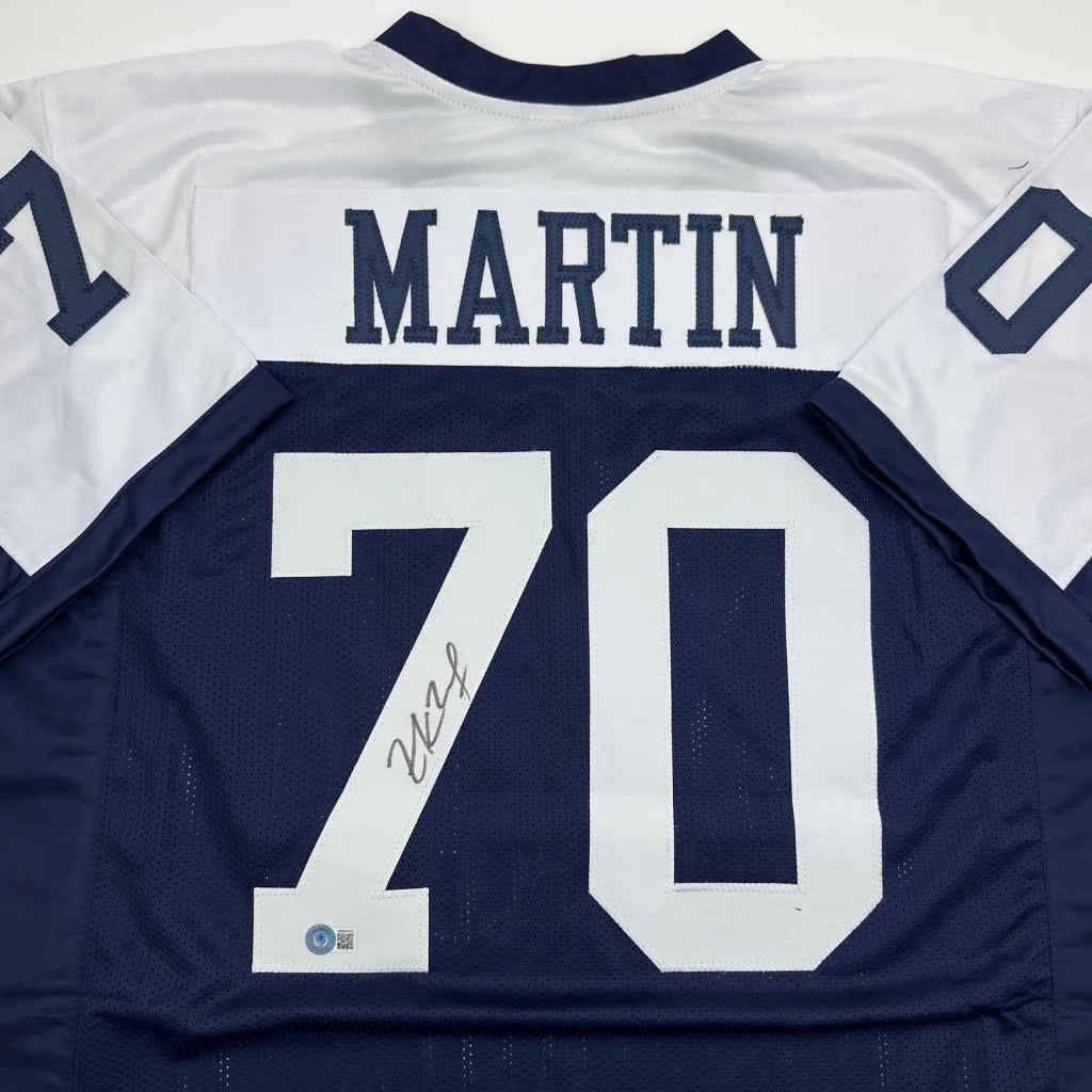 Autographed Zack Martin Dallas Thanksgiving Day Football Jersey Beckett BAS COA | Certified Authentic Signed Memorabilia | vintageantiquesgifts.com