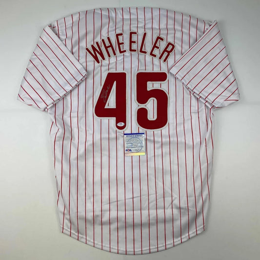 Autographed Zack Wheeler Philadelphia Pinstripe Baseball Jersey PSA/DNA COA | Hall of Fame Sports Memorabilia | vintageantiquesgifts.com