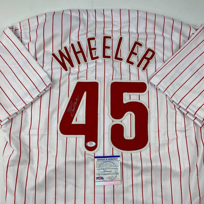 White Wheeler professional sports league jersey with autograph and authentication sticker