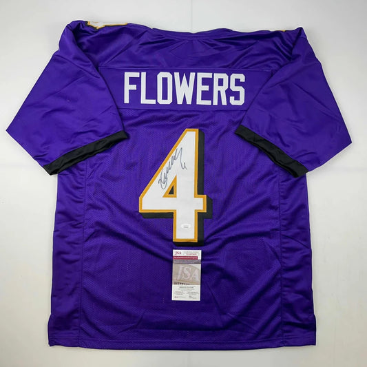 Purple custom jersey from Professional Sports League player with Flowers and 4 autographed