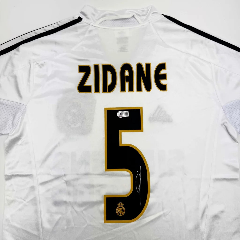 White custom jersey with ZIDANE 5 for real Madrid professional sports collectible