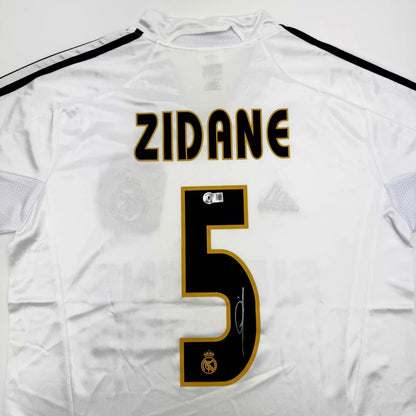 White custom jersey with ZIDANE 5 for real Madrid professional sports collectible