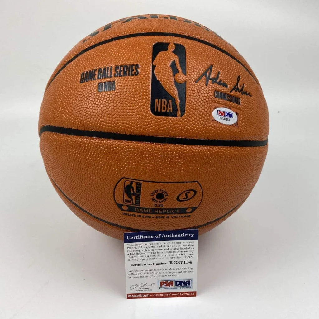 Autographed Zion Williamson Spalding NBA basketball with Adam Silver signature