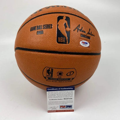 Autographed Zion Williamson Spalding NBA basketball with Adam Silver signature