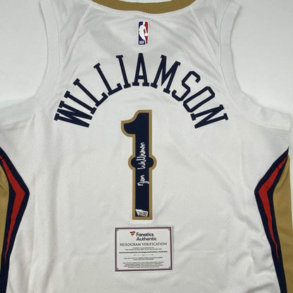 Autographed Zion Williamson New Orleans Pelicans white Swingman Nike jersey