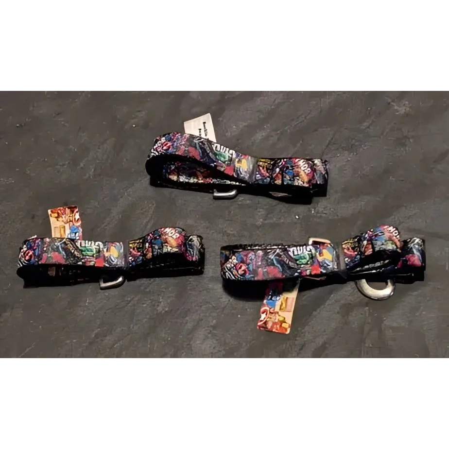 Colorful Avengers dog collars with metal D-rings and tags for your dog leashes set