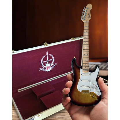 Axe Heaven 60th Anniversary 3-color sunburst Fender Strat mini guitar model with guitar case