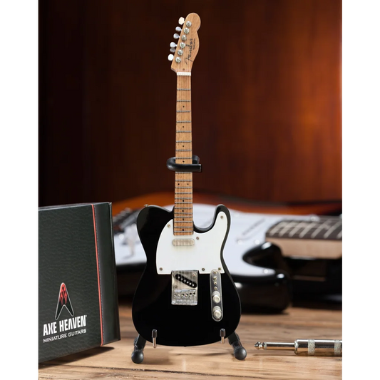 Axe Heaven Black Fender Telecaster mini guitar with stand