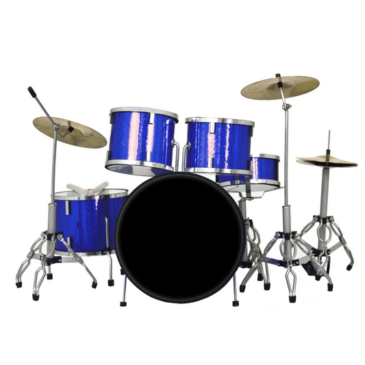 Axe Heaven Blue Sparkle Drum Set miniature with blue metallic finish