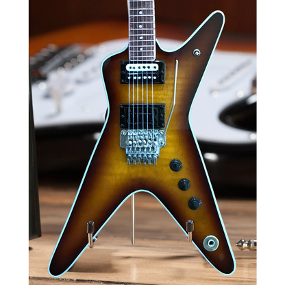 Axe Heaven Dean Dimebag Tribute mini sunburst guitar on adjustable A-Frame stand