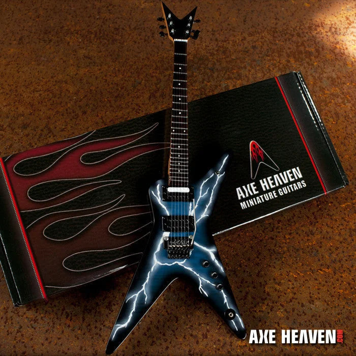 Axe Heaven Dimebag Darrell black mini guitar with blue lightning bolt