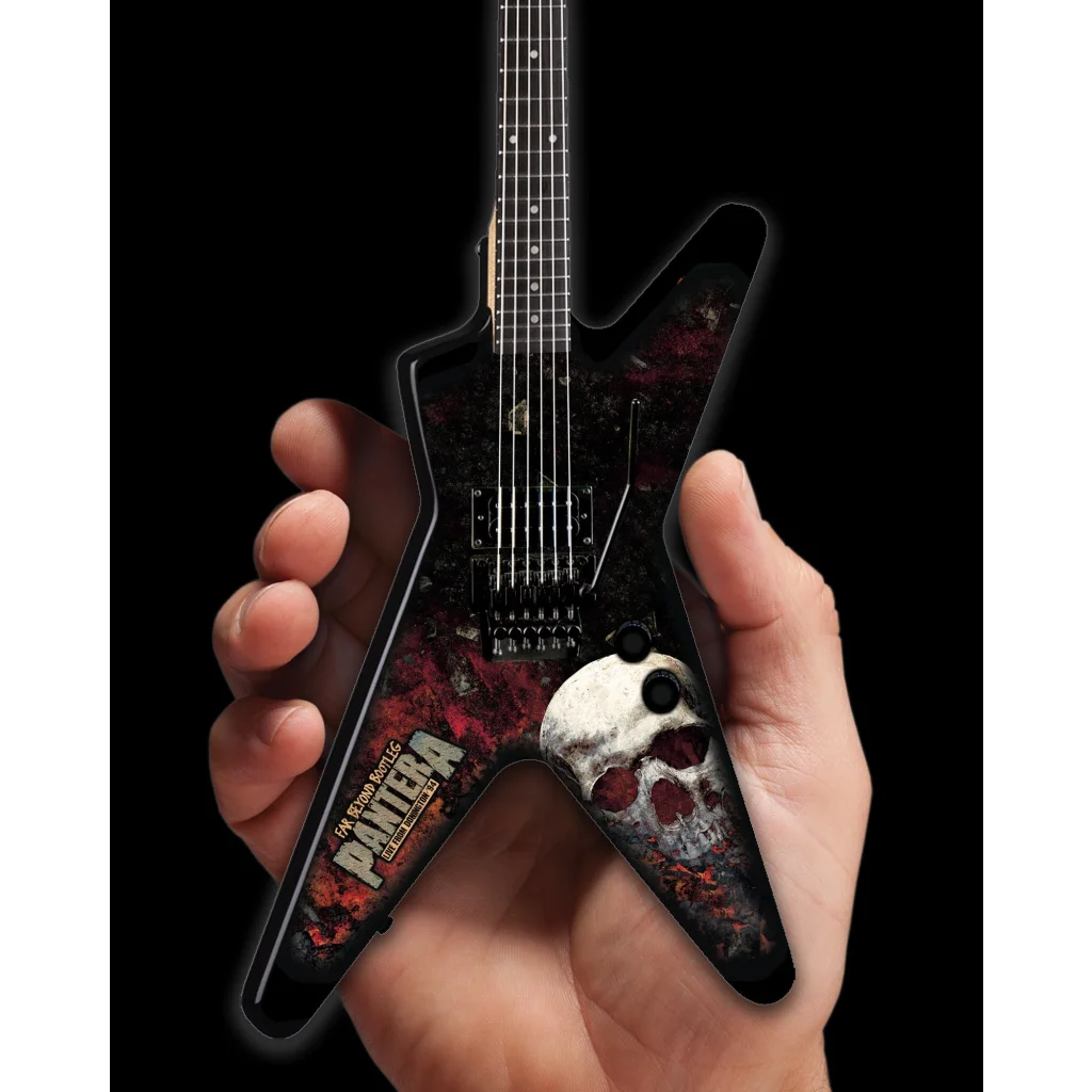 Axe Heaven Dimebag Darrell Pantera Skull Mini Guitar Replica with red accents
